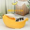 Portable Pet Sleeping Basket Durable Cozy Cat Mat Soft Banana Shape Cat Bed  For Kitten Puppy