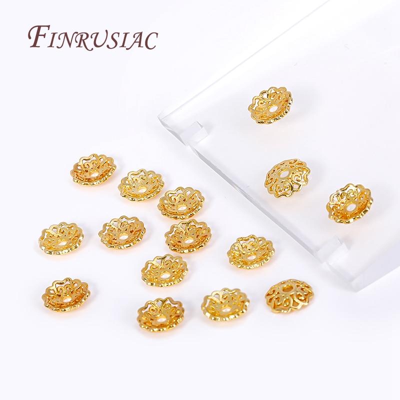 8MM 18K Gold Plated High Quality Filigree Pattern Beads Caps Flower Bead End Caps For Beading Jewelry Making Supplies Wholesale