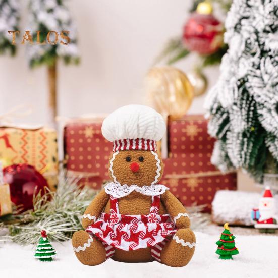 Bambola di Pan di Zenzero di Natale in Peluche Morbida Imbottita Giocattolo Bambola di Natale per Decorazioni Festive Ragazza Ragazzo Seduto Giocattolo Pan di Zenzero per Esposizione su Porta Scaffale