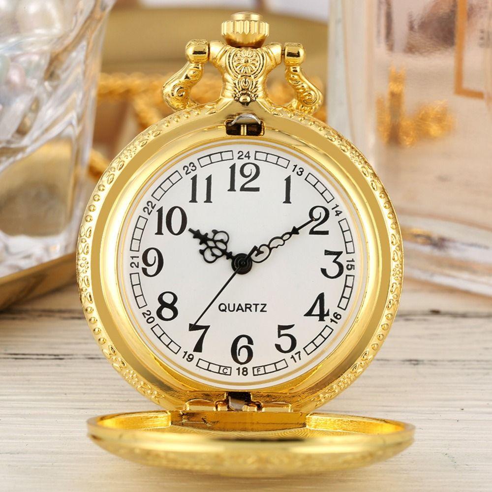 Arabic Numerals Dial Necklace Watch With Chain Pendant Pocket Clock Quartz Pocket Watch  Men Women