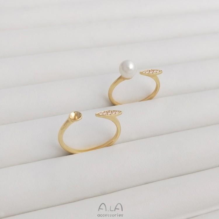 

Кольцо из 14-каратного золота с микро-паве из цирконов, класса люкс, с полупросверленной оправой для кристалла или жемчуга для DIY.