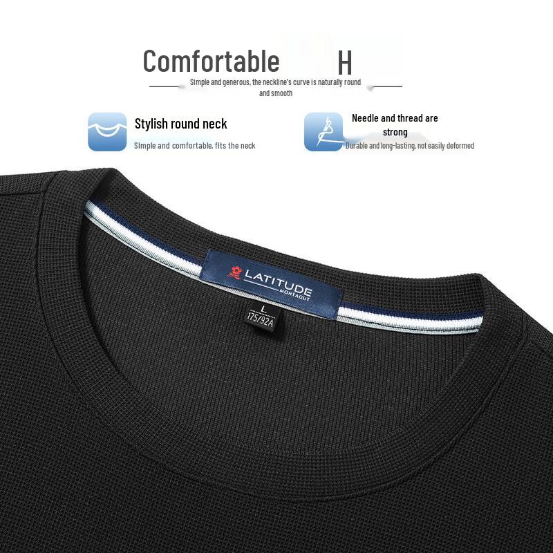 MONTAGUT Men's Soft Breathable Waffle Knit Round Neck Short Sleeve T-Shirt