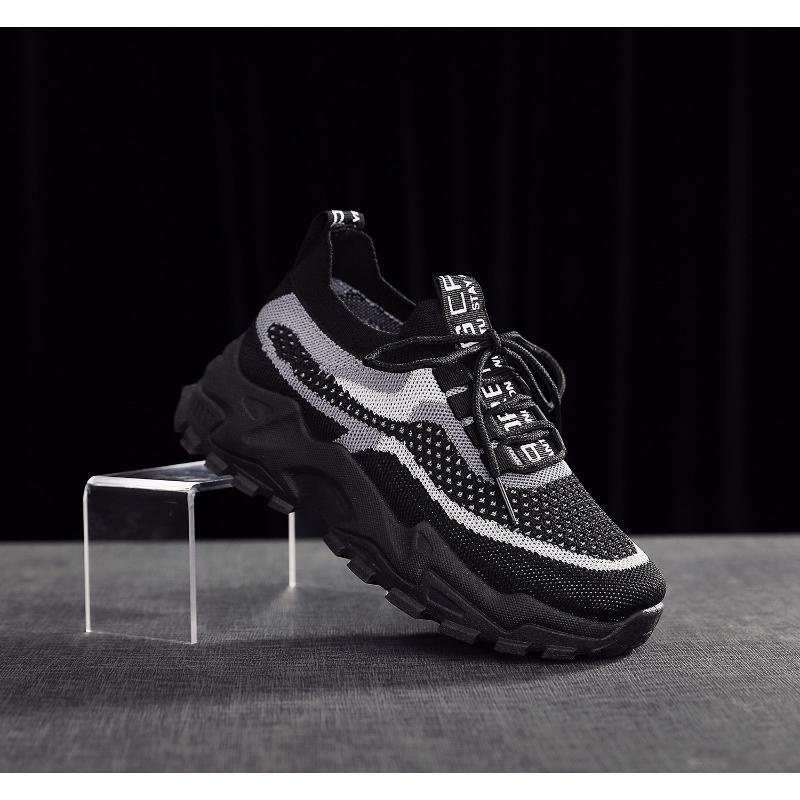 Pantofi sport noi pentru femei, cu șireturi, la modă, respirabili, din material textil tricotat, cu talpă groasă, ușori, pantofi daddy, pantofi la modă