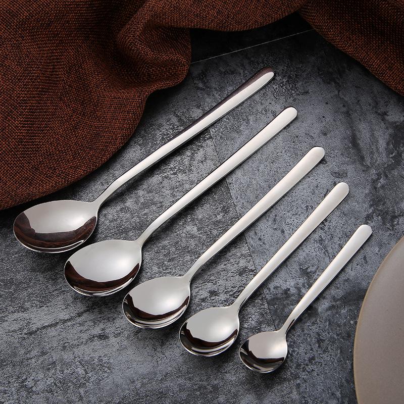1PC Silber Löffel Gabel Verschiedene Größen Edelstahl Lange Griff Kaffee Eis Dessert Trinken Tee Scoop Küche Besteck