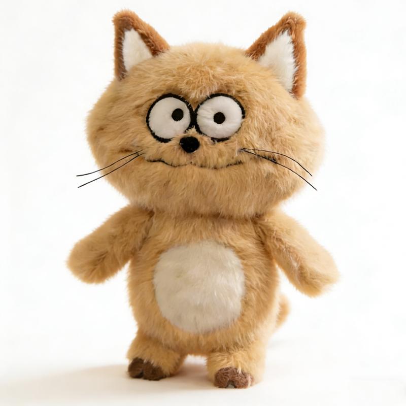 

Cute Cat Plush Toys Abstract Cute Animal Dolls Sleep Companionship Unique Kitten Doll Desk Decorations Holiday Gifts for Friends 40cm бежевый