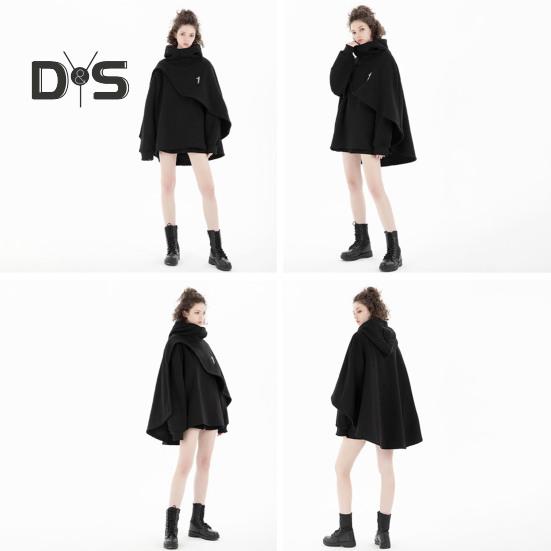 Unisex Hoodie Fake Two-piece Poncho Multi-Layered Irregular Design Thick High Collar Mechanical Style Hoodie Long-Sleeved Daily Sports Street Wear