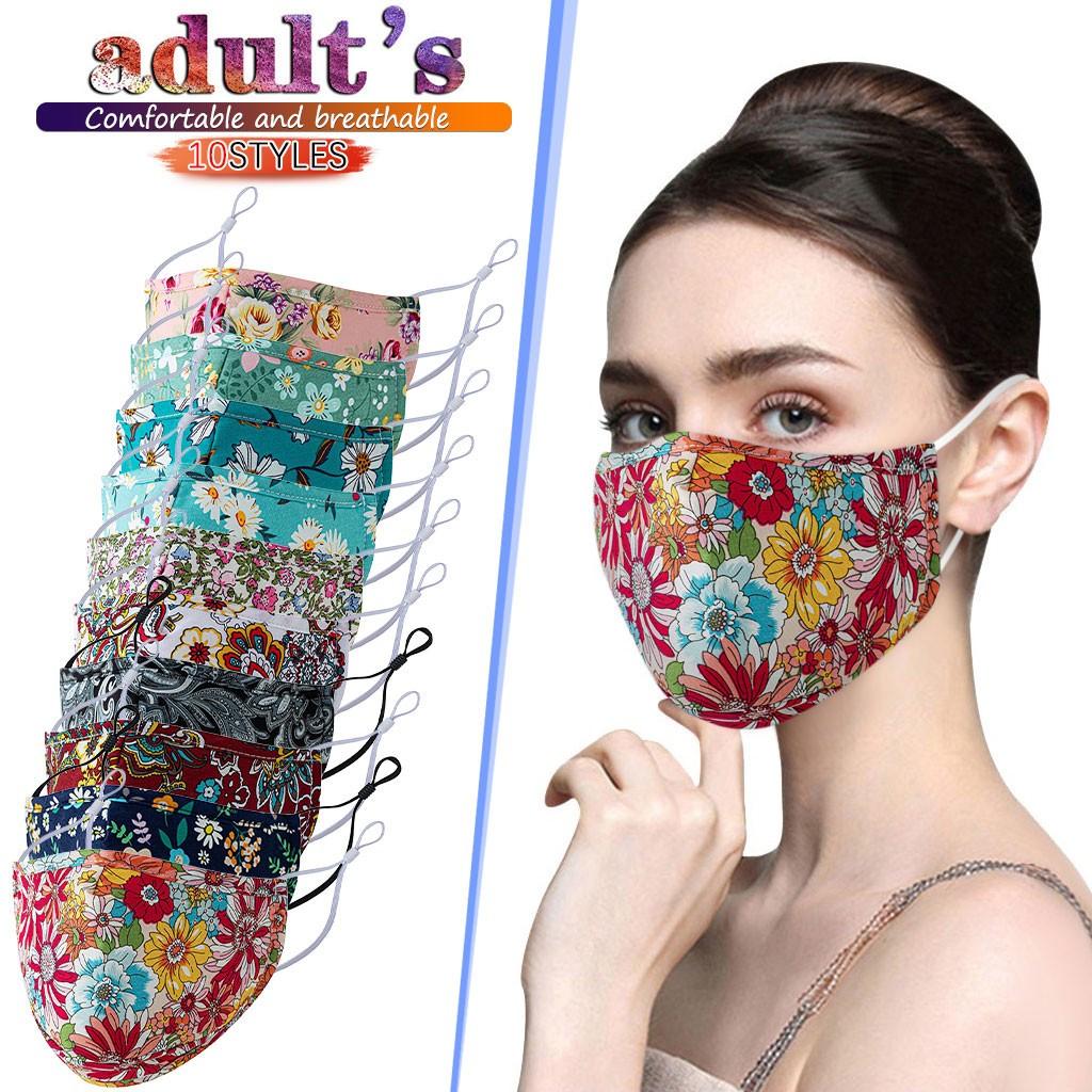 1PC Adult Washable Breathable Floral Print Protector Face Mask