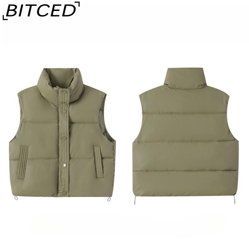 BITCED Women's Short-Length Autumn/Winter Cotton Waistcoat - Thickened Padded Vest