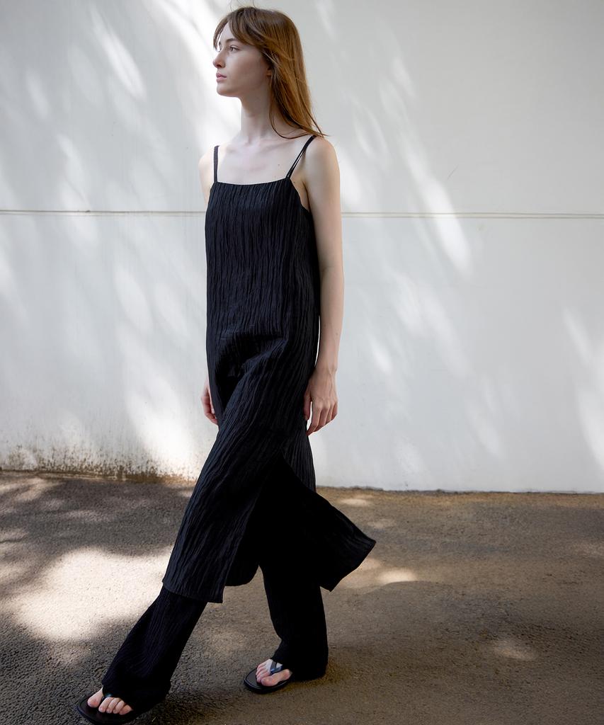 Leuba Crease Slip Dress - Black