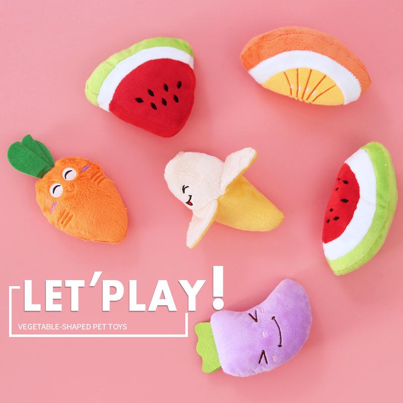Plush Fruit Shape Dog Squeak Toy for Small Medium Dogs Cleaning Teeth Pet Cat Chew Toys Puppy Poodle Schnauzer mascotas Supplies