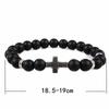 Natural Matte Frosted Volcanic Stone Bracelet with Lion Head Beads