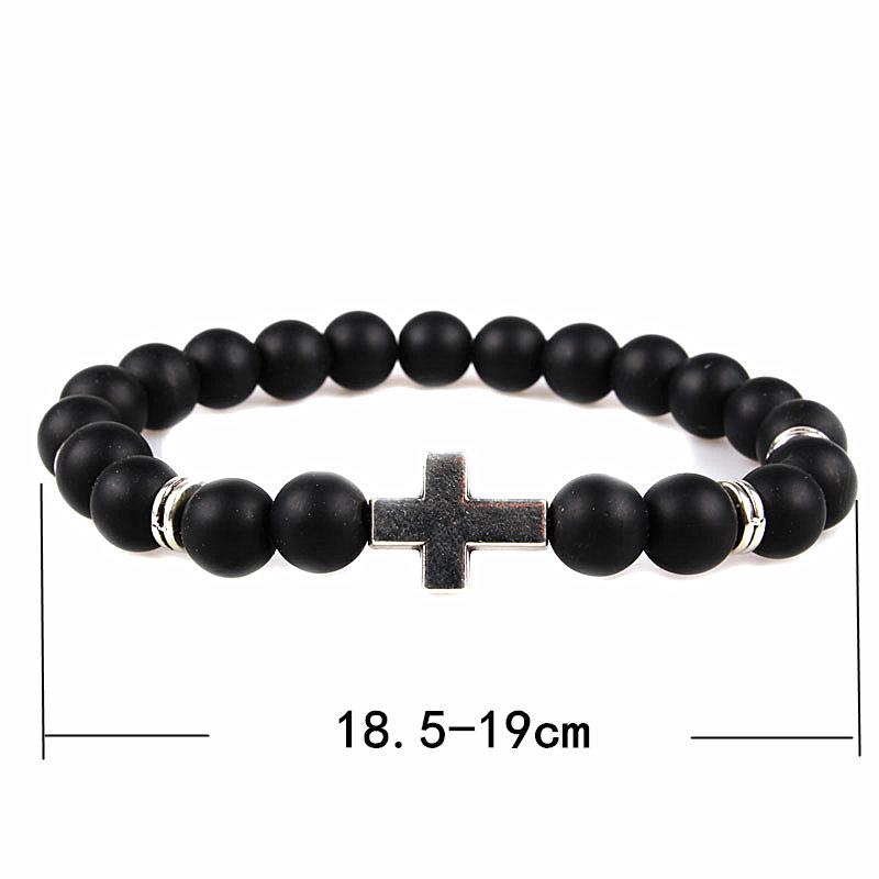 Natural Matte Frosted Volcanic Stone Bracelet with Lion Head Beads