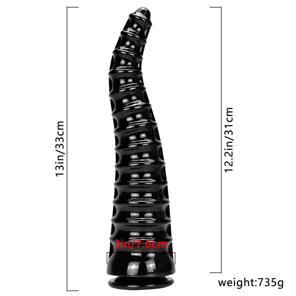 33cm velký černý anální kolík Fisting Sex Toy Slave Masturbator Realistický penis PVC Monster Dildo XXL