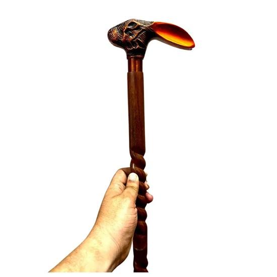 91.44 Cm Wooden Walking Cane Hand Carved Walking Stick Rabbit Head Best Gift for Father, Mother, Grandmother, Grandfather Gift