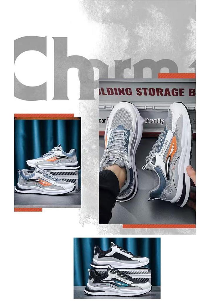 Men's Trendy Casual Black Leather Running Shoes - Soft Sole, Autumn/Winter Sports Dad Sneakers