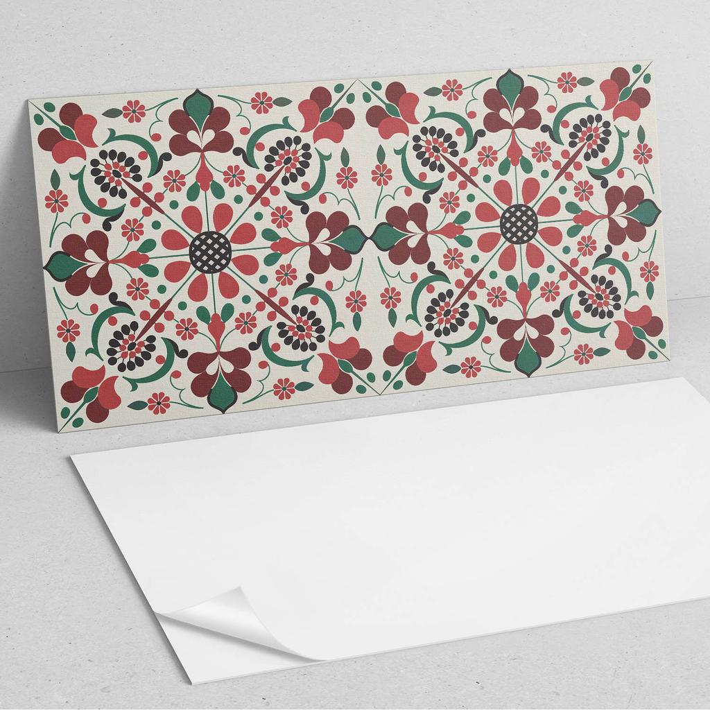 Ready-to-install vinyl panel with decorative print 100x50 cm floral pattern with symmetry