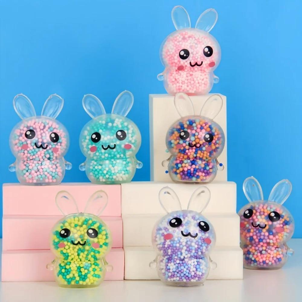 6 ST Squeezable Kanin Stressbollar med Ljus Stresslindrande Leksak Flickor Barn Fidget Leksaker Färgglad Kanin för Påskkorgsfyllning