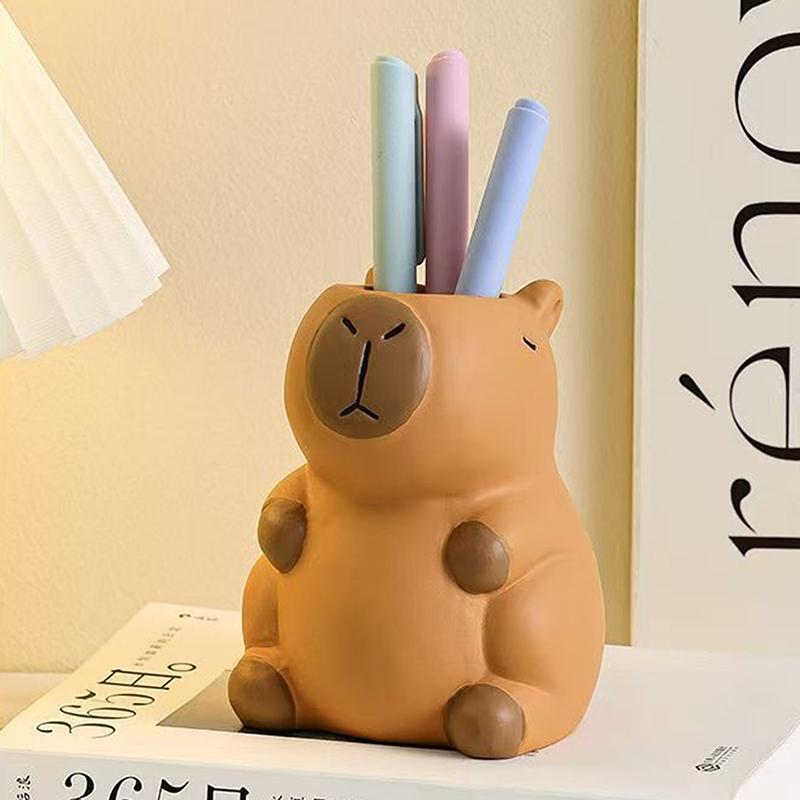Cute Capybara Pen Holder Makeup Brush Organizer Perfect For Office Desk Decor And Creative Storage Solution Pen Holder For