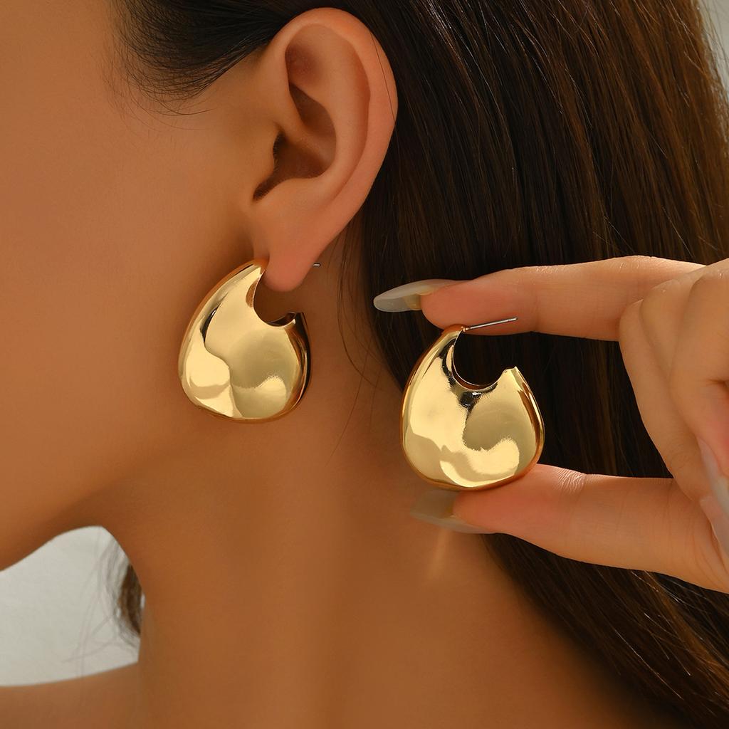 Women's Earrings Geometric Glossy Design Electroplated 18K High-Grade Ear Studs All-Match Fashion Earrings