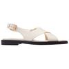 Coach Link Leather Cross Strap Square Toe Buckle Slide Sandals Women Sandals White CAP62-CHK