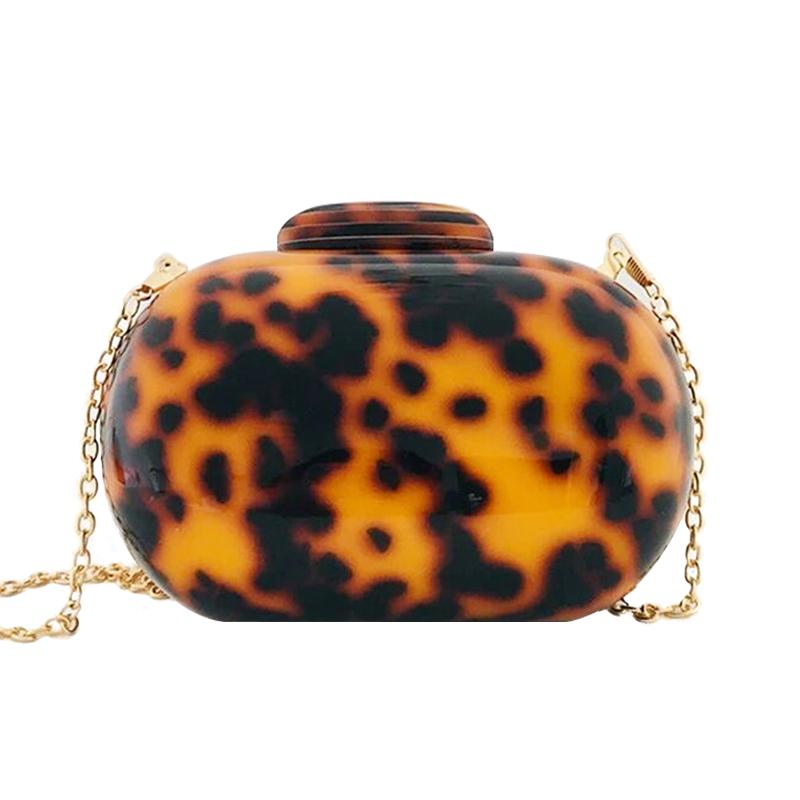 

New Leopard Arcylic Evening Bags Luxury Lady Clutch Purse Brand Designer Shoulder Crossbody Bag Mini Wedding Party Chain Handbag Mini(Max Length 20cm)