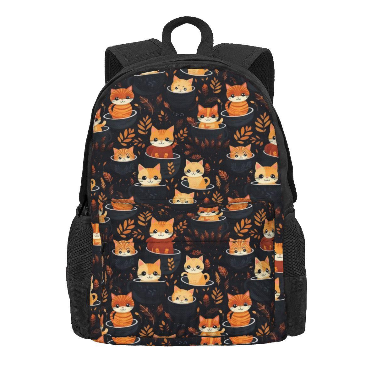 Magische Katten Mokken Rugzak Cartoon Dier Stijl Rugzakken Unisex Fietsen Duurzaam Schooltassen Ontwerp Rugzak 36x32x10cm