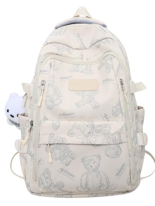 Nylon School Backpack For Girls And Boys With Design And Animal Print For Middle School Use
