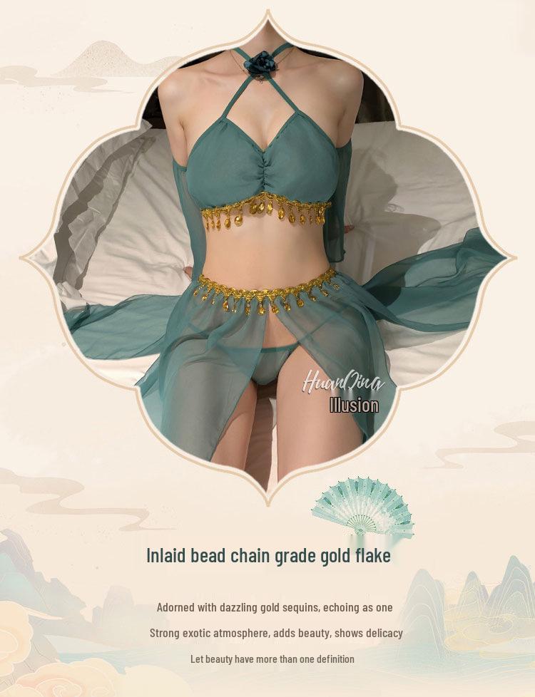 Fantasy Sexy Three-Point Split See-Through Hanfu Lingerie with Tassel Skirt