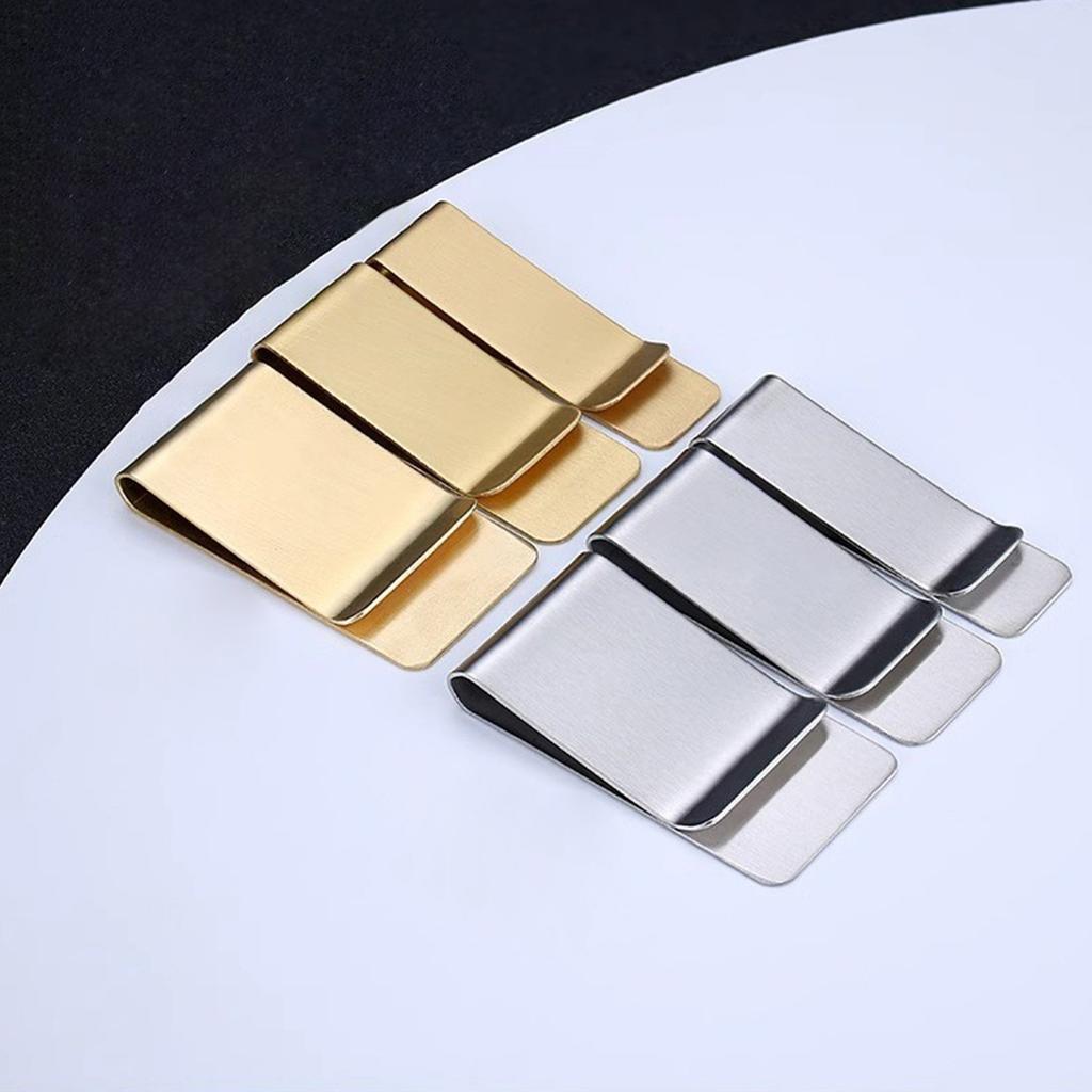 2pcs Metal Money Clip for Credit Card Holder Bill Clamp for Mini Purse Stainless Steel Brass Paper Clip for Notebook Bookmark