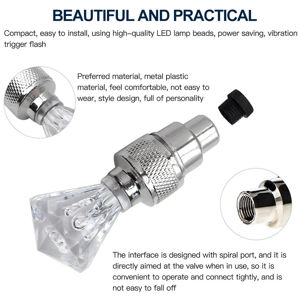 1Pair LED Bicycle Valve Light, Neon Bicycle Spoke Light, Bicycle Tire Valve Light Night Riding Warning Light Bicycle Accessories