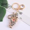 Oxidation-resistant Keychain Pendant Sparkling Rhinestones Tiger Shape Charm Key Strong