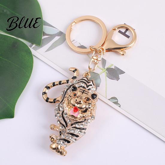 Oxidation-resistant Keychain Pendant Sparkling Rhinestones Tiger Shape Charm Key Strong