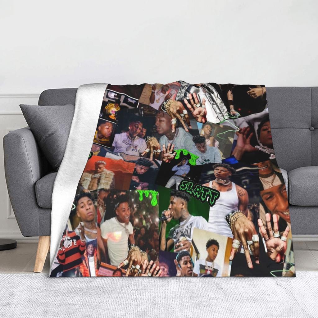YoungBoys Rapper Musikdecken Plüsch-Kuscheldecken Schlafzimmer Sofa Bedruckte Leichte Tagesdecken