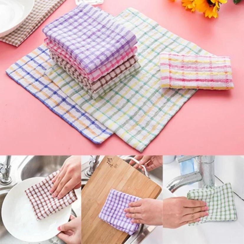 1 Pcs L Size Kitchen Cleaning Cloth Mesh Cotton Hand Towel Cloth Hair Oil Absorbing Towel Random Color Handkerchief Random Color