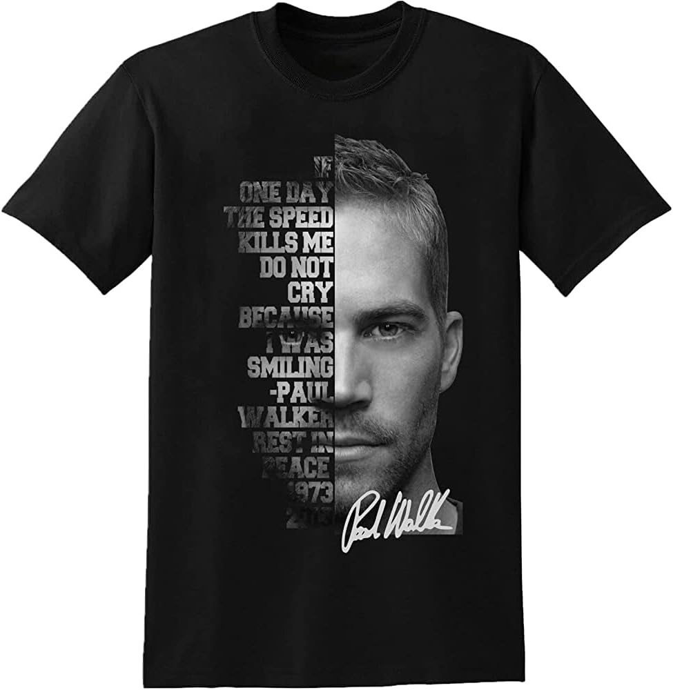 Dacă Într-o Zi Viteza Mă Omoară Nu Plânge Citat Paul Walker Cadouri Tricou Negru Bărbați Unisex Grafic Bărbați Tricou Imprimat