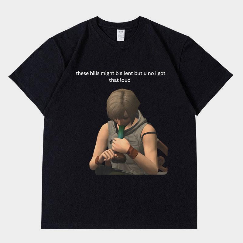 Silent Hill Horror Gamer Style Grafik T-Shirt Herren Vintage Gothic Kurzarm T-Shirts Unisex Kleidung Übergroßes Baumwoll-T-Shirt