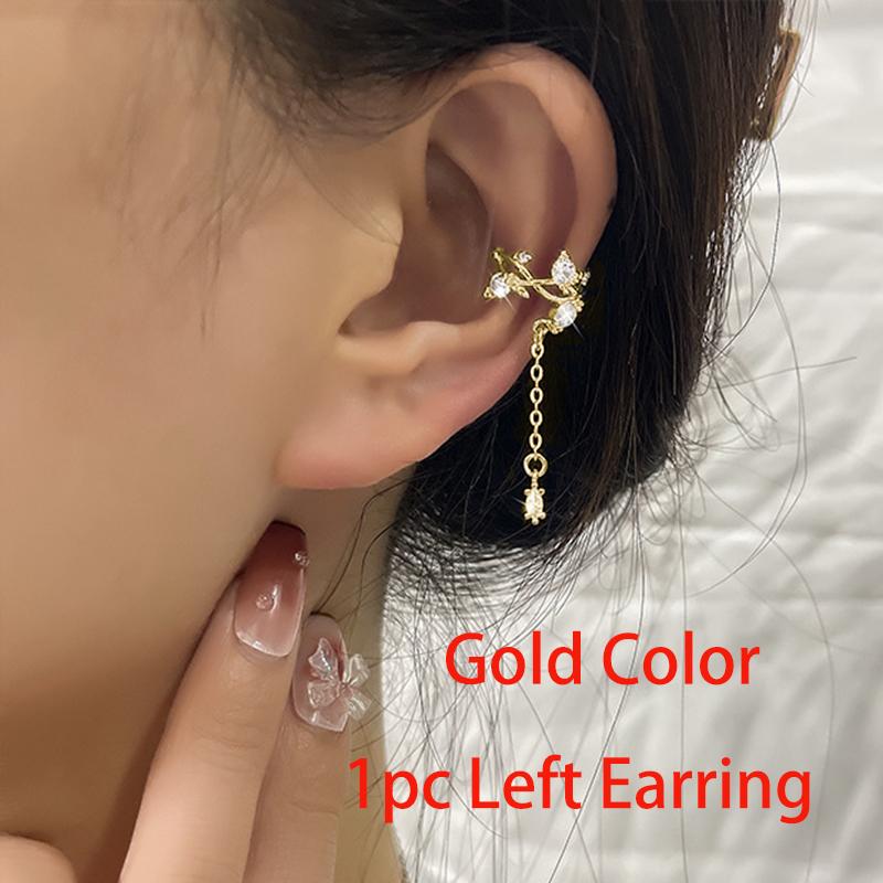1pc Ear Cuffs Fake Piercing Earrings For Girls Long Chian Tassel Ear Clip Snake Butterfly Women's Jewelry New Ins Fashion EF117