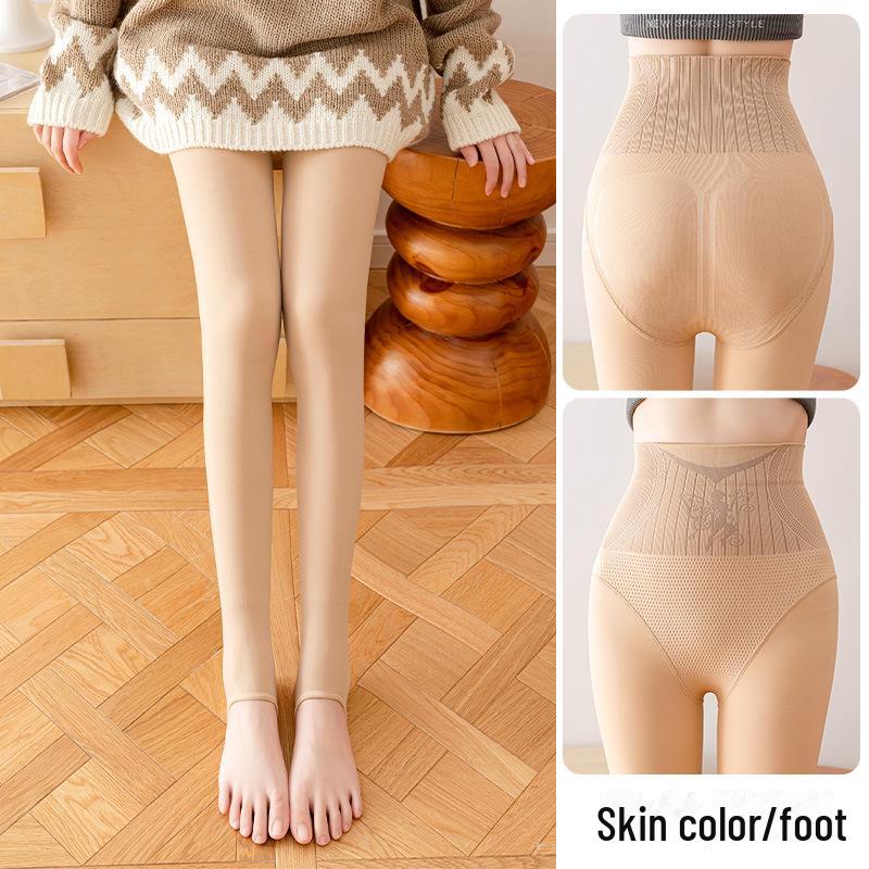 

Женские колготки телесного цвета с высокой талией: Осенне-зимние плотные леггинсы из бархата 300g thickened plush