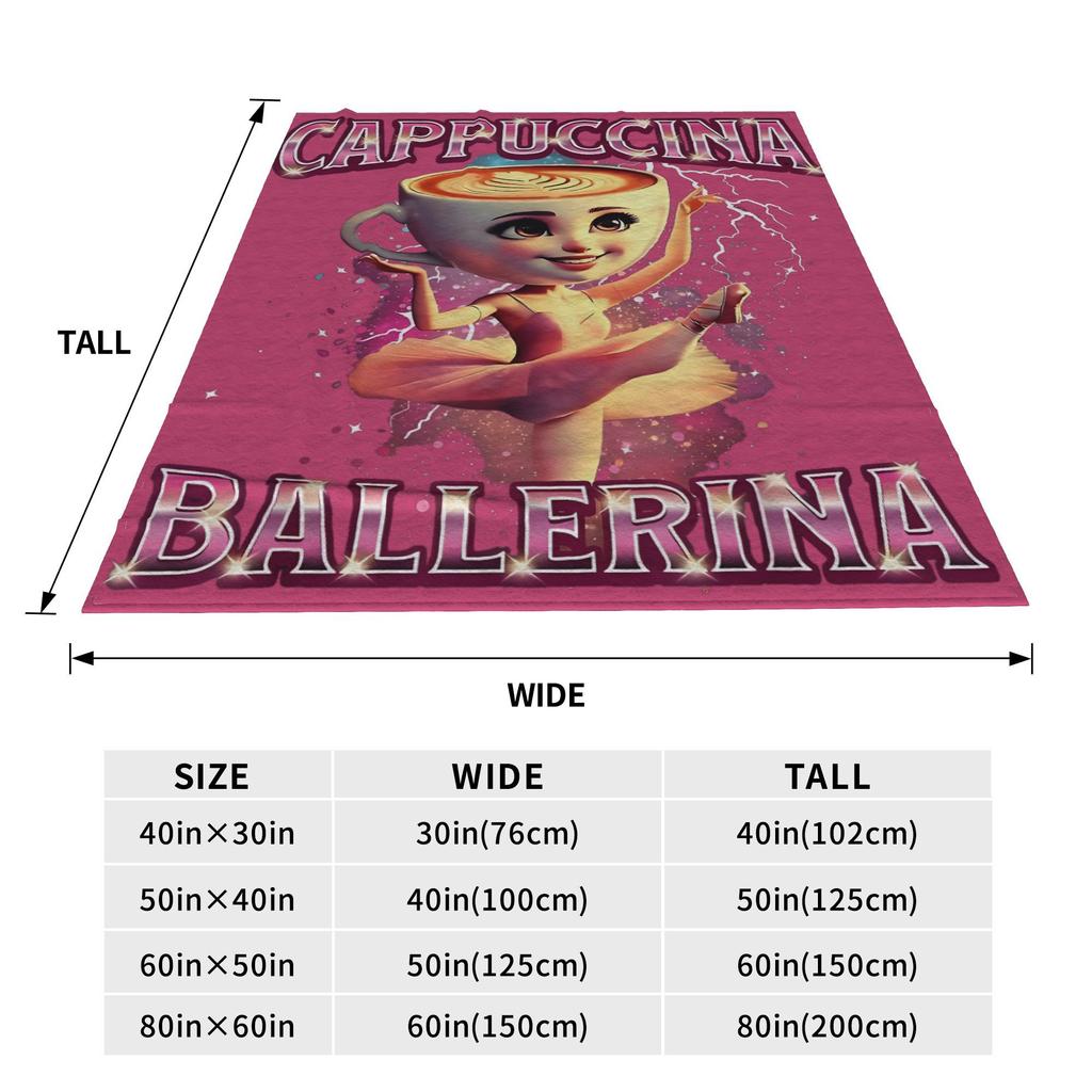 Funny Cappuccina Ballerina Cappuccino Dancer Coffee Blanket Soft Warm Plush Bedding Throws For Child Flannel Bedspread Bed Cover
