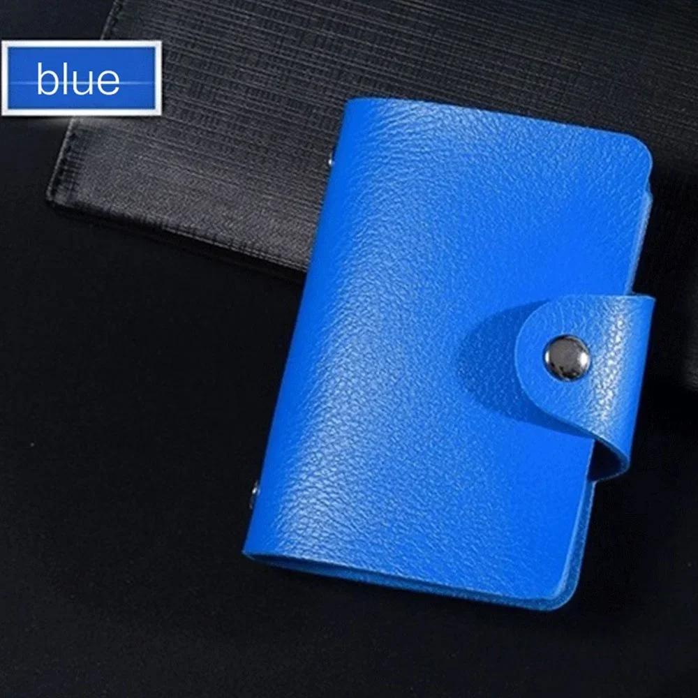 Porta carte in pelle PU da 24 scomparti - Porta biglietti da visita e passaporto, 10,5x7,5x2 cm, organizza 24 carte, ideale per uomini e donne blu