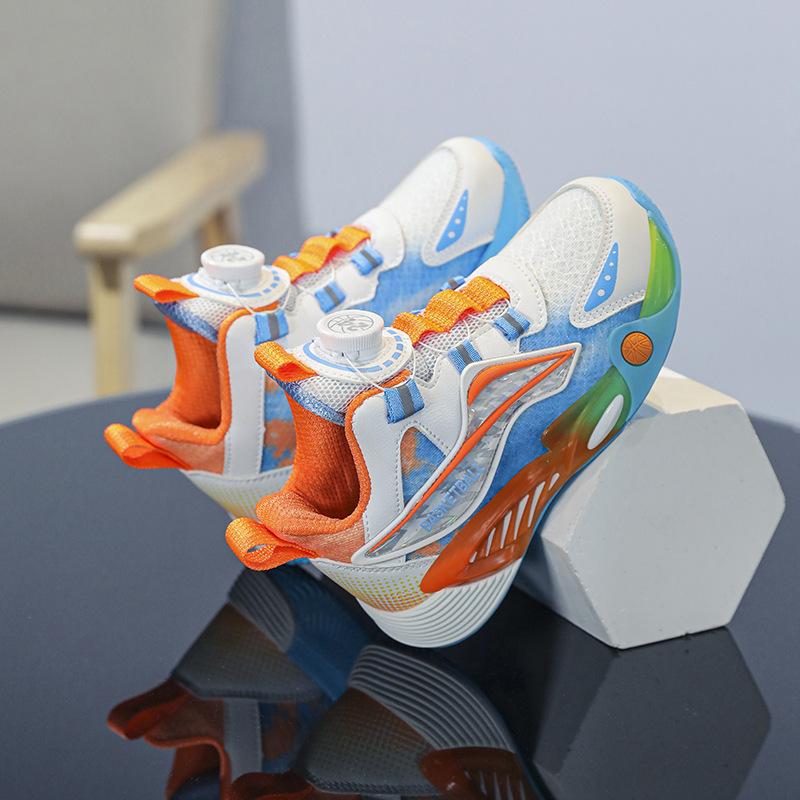 Children's Basketball Shoes Lightweight Shock-absorbing Mesh Breathable Leather Waterproof Middle-aged and Older Children's Boys' Sports and Leisure