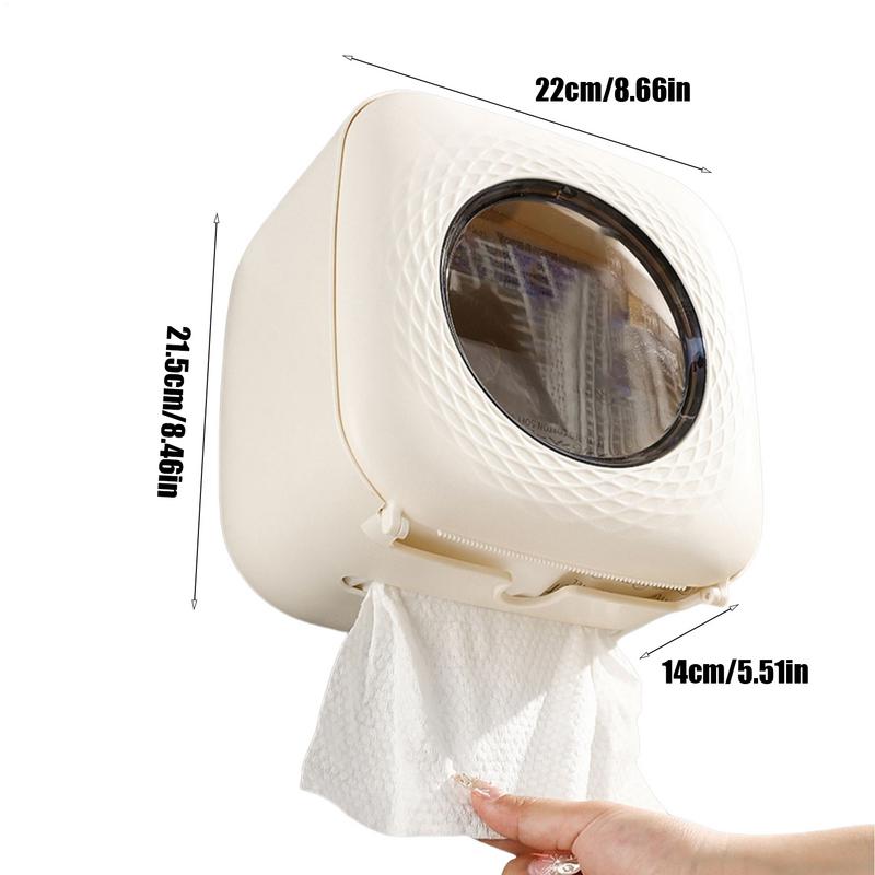 Toilet Roll Holder Wall Mounted Toilet Paper Roll Dispenser For Bathroom No Drilling Dustproof Organizer Box For Household Hotel