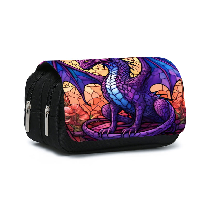 Dinosaur Print Double Layered Flip Pen Case for Boy and Girls Best Gifts 3D Cartoon School Supplies Pencil Bags for Children