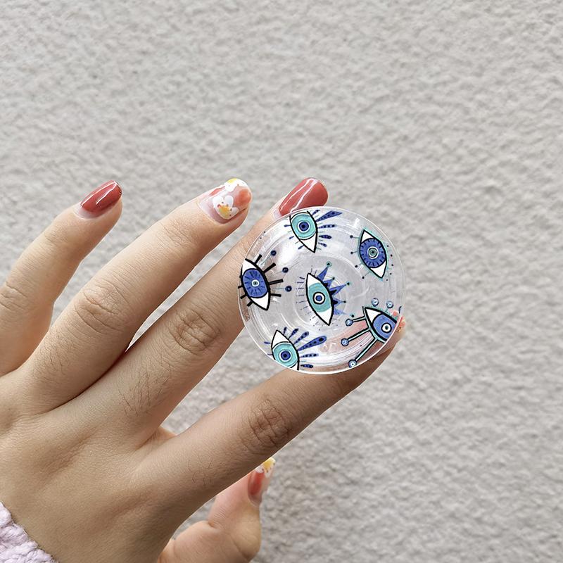 Türkischer Glücksbringer Blauer Nazar-Auge Abstrakter Handygriff Tok Ständer Halter Transparent Griptok für iPhone 13 Samsung Huawei Xiaomi Halterung