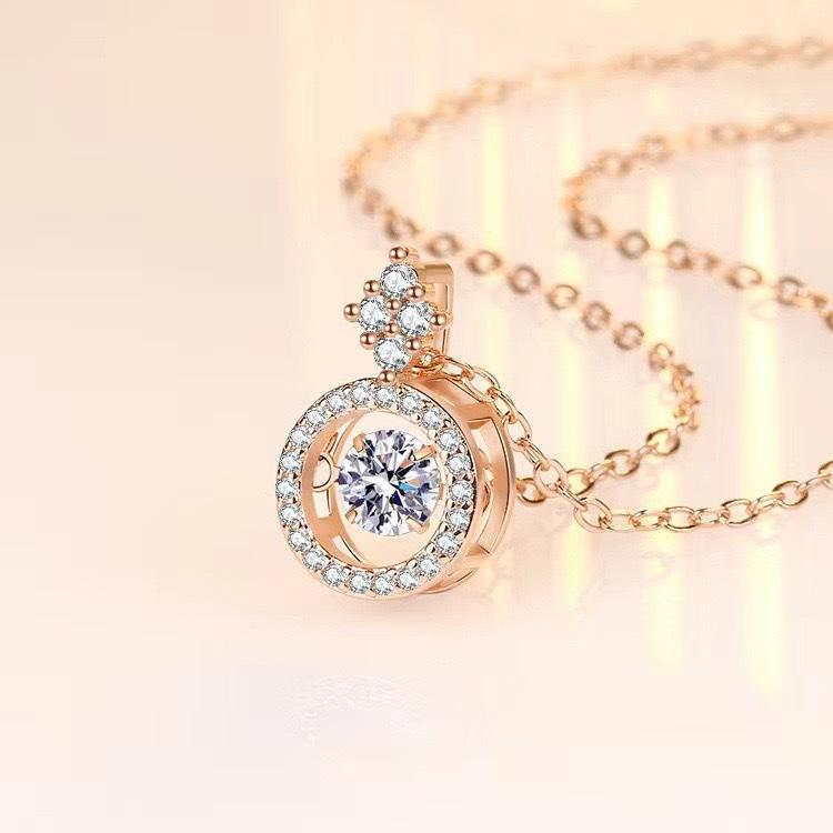 Smart Necklace Women'S Round Full Diamond Moving Pendant Ins Wind Niche Light Luxury Design Jewelry Premium Durable