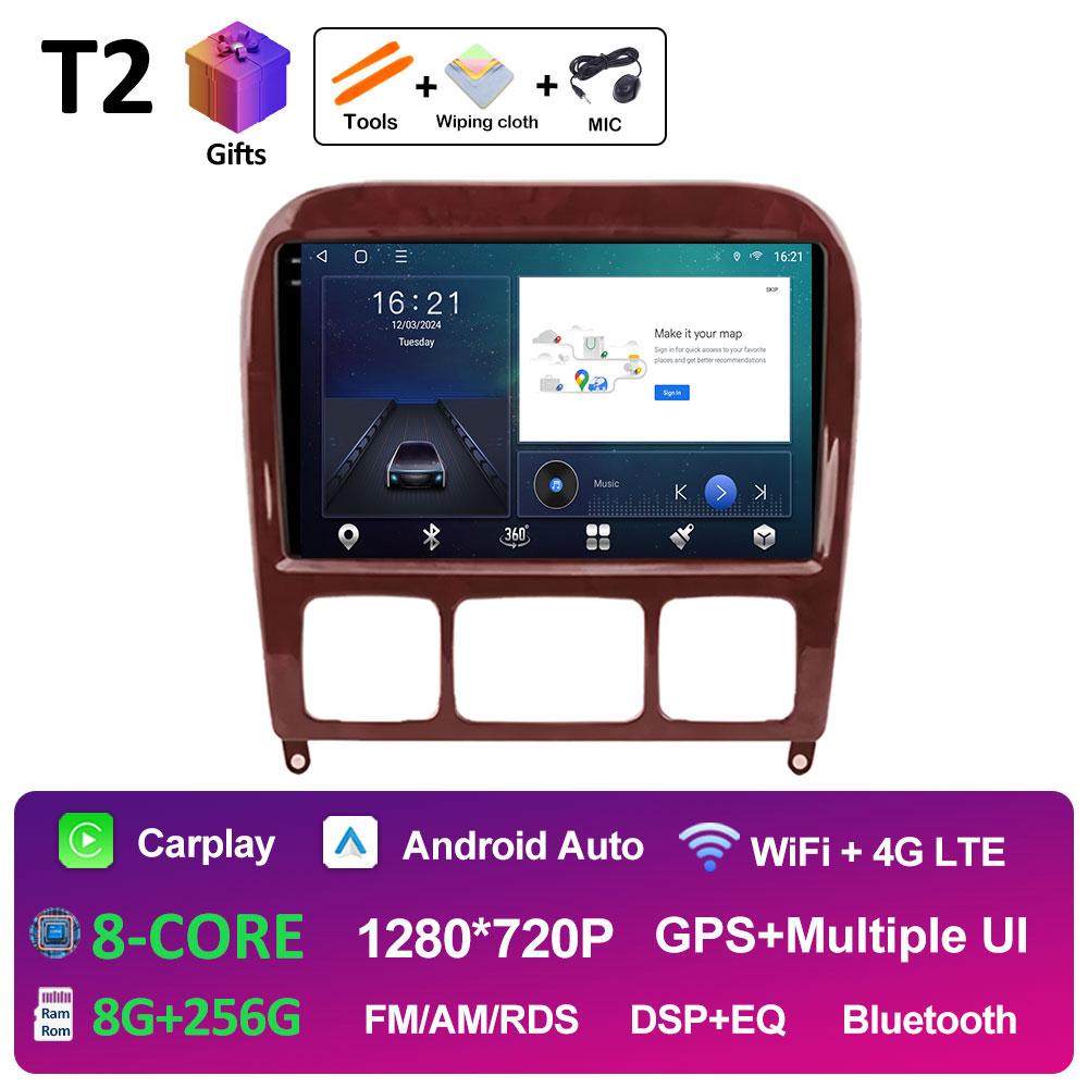 9 inch Android 14 For Mercedes Benz S Class W220 S280 S320 S350 S400 S430 S500 S600 AMG 1998 - 2002 2003 2004 2005 Head Unit BT