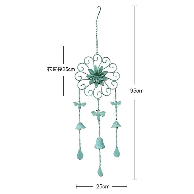 Garden Cast Iron Small Bell Pendant American Style Iron Flower Butterfly Wind Chime Villa Garden Retro Gardening Decorations