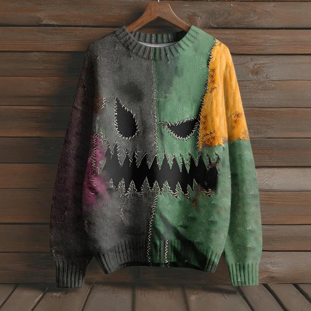 Gensere med lange ermer for kvinner O-hals Casual Søt trykk Strikket Oversized genser