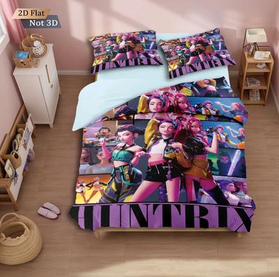 3Pcs Kpop Bedding Set Girl Group Print Coreless Duvet Cover Set Multi Size Bedrooms Dormitory Decor Soft Machine Washable