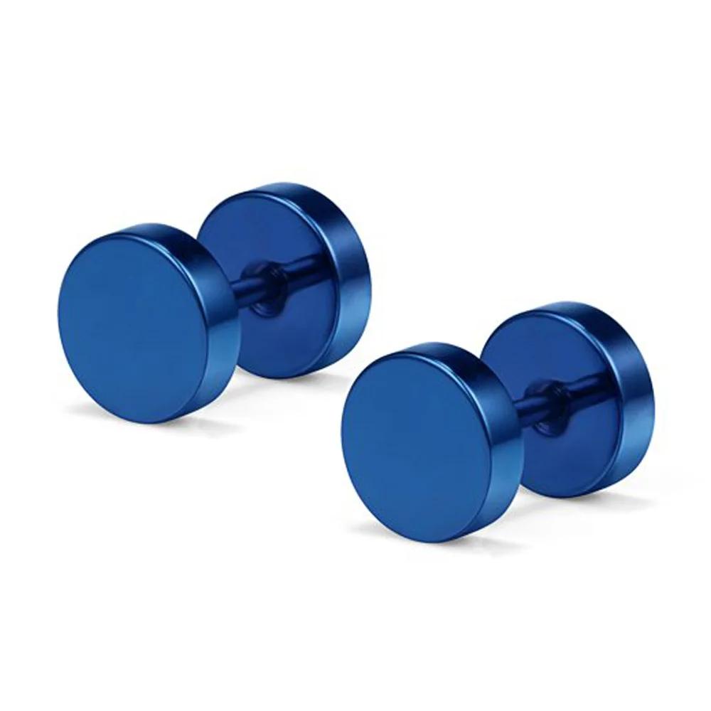 Kadınlar İçin Bir Çift Siyah Paslanmaz Çelik Yuvarlak Küpe Dumbbell Piercing Küpeleri Erkek Punk Moda Takı 2-14mm